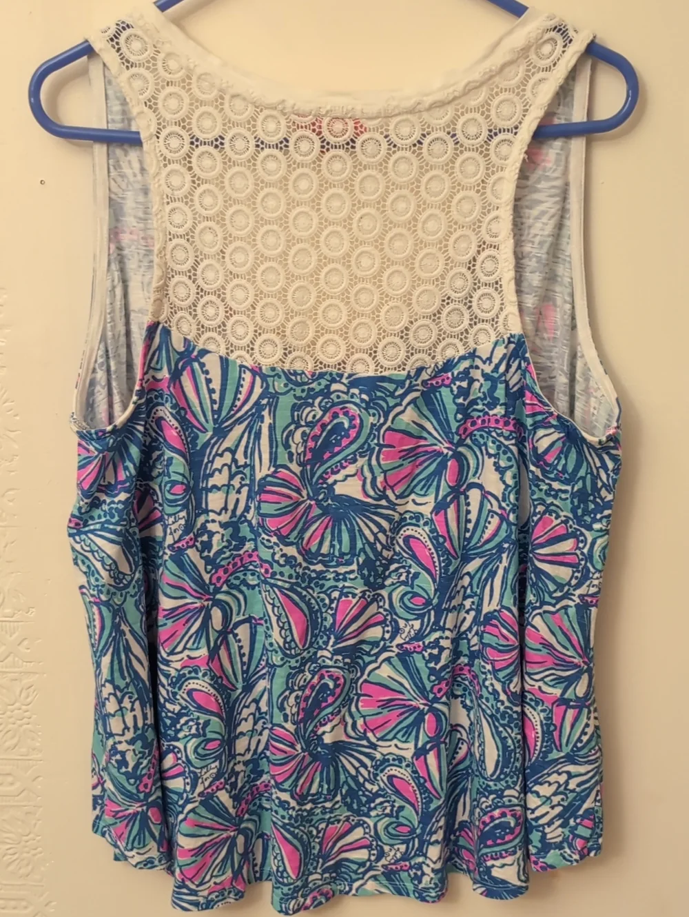 Lilly Pulitzer Blue & Pink Shell-Print Tank Top 1X - Picture 4 of 6